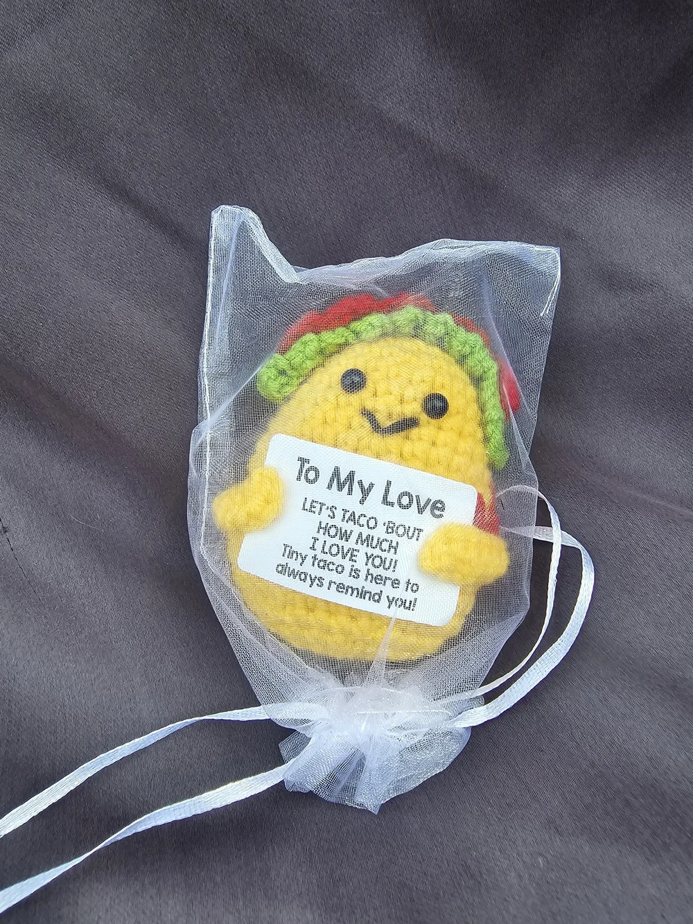 To My Love Yellow Crochet Taco Plush Positive Decor Home Desk Gift Humor AG
